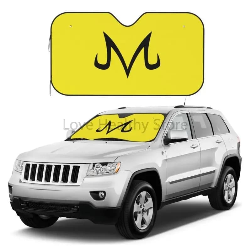 Majin Buu Marca Auto Parabrezza Anteriore Parasole Flodable Parasole per Auto Camion SUV Blocchi Raggi Protezione Visiera Parasole 55x30 Pollici