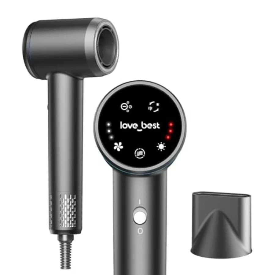 Asciugacapelli ionico professionale per salone, viaggi, uso domestico; plastica ABS, nero; asciugatura rapida, silenzioso, leggero, 600M negati