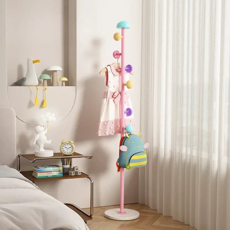 Nuovo Modello di Appendiabiti per Bambini da Terra a Soffitto a Forma di Fungo, Stile Palo, per Vestiti e Borse