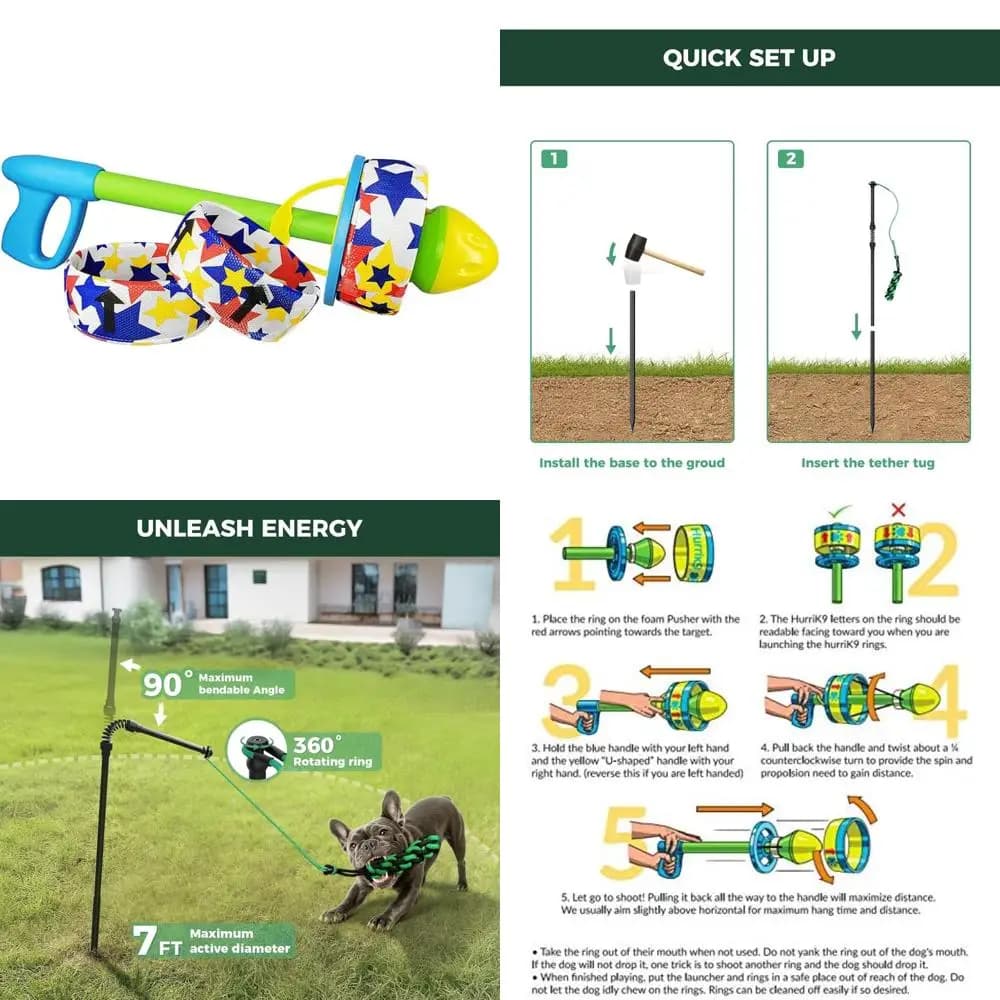Starter Pack for dog exercises 65 feet. Flying rings and extra durable rings for quick exercises and fun