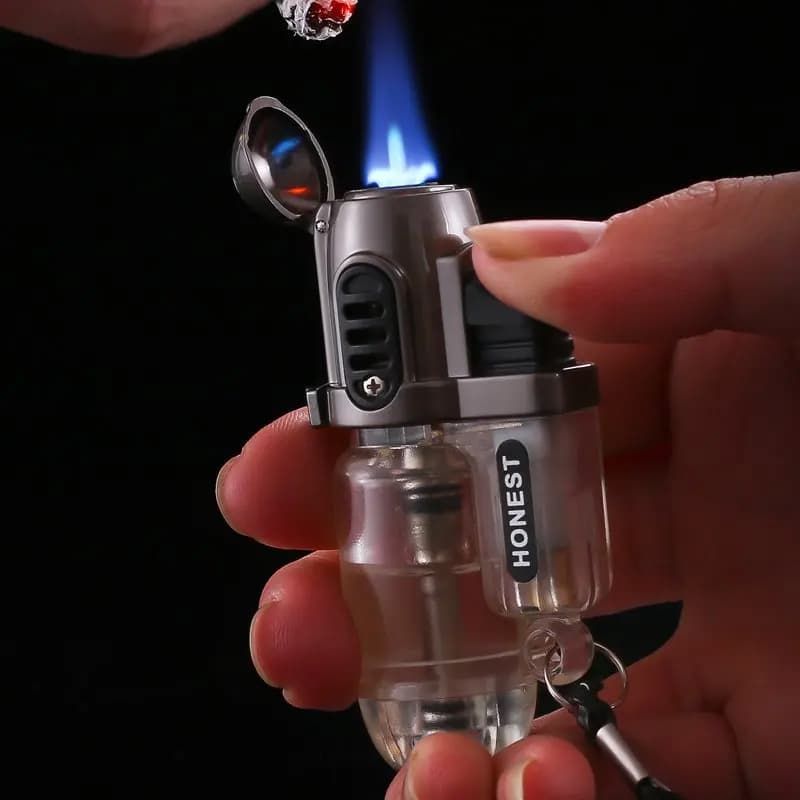 Onesto Mini antivento piccola pistola a spruzzo accendino gonfiabile fiamma blu blocco di sicurezza fuoco portatile strumento di illuminazione esterna di fascia alta