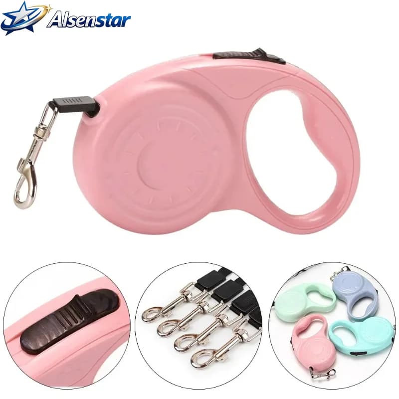 Small dog keychain, pet supplies, 3M/5m dog skin walking automatic pet collar, ABS box, nylon rope, dog harness