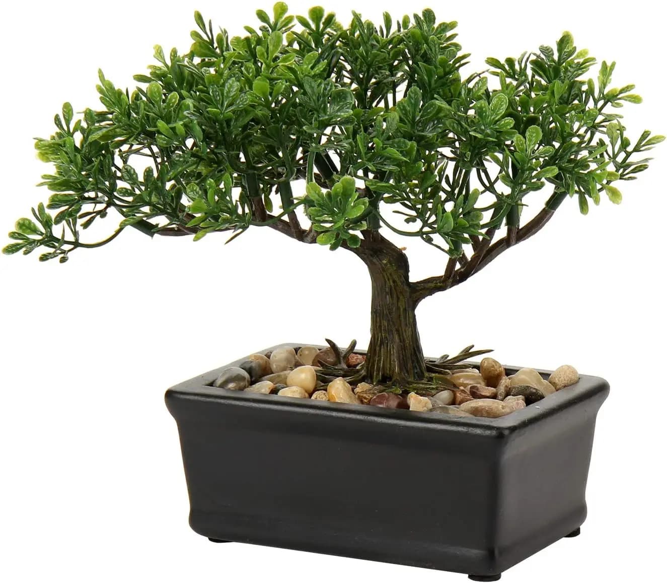 Bonsai di ginepro artificiale, piccola pianta finta in vaso di ceramica per decorare casa, ufficio, scrivania e scaffali