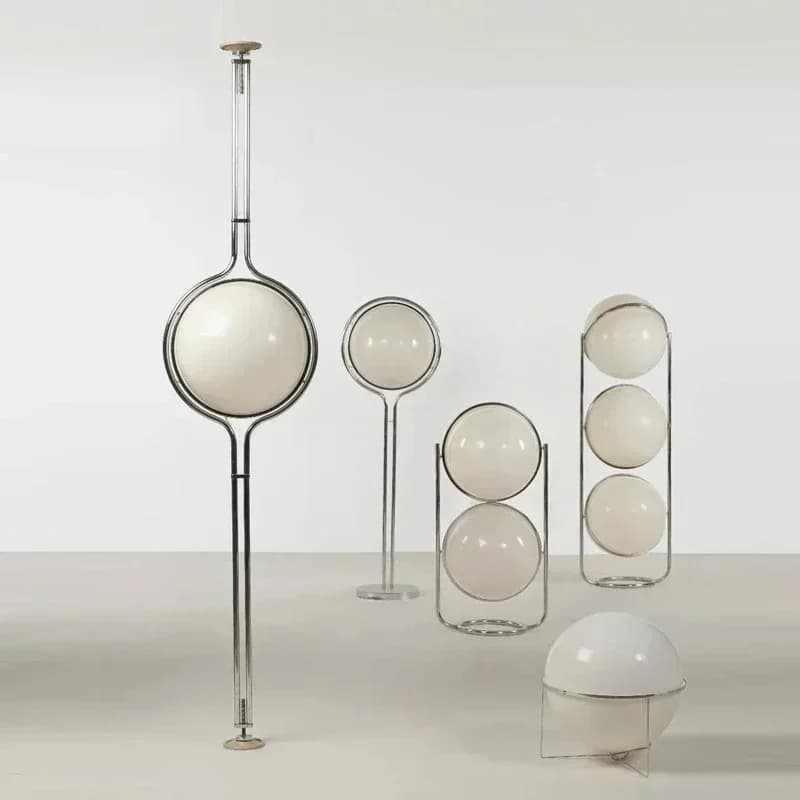 2025 Lampada da terra a LED con decorazioni creative Soggiorno Lampada da scrivania con illuminazione domestica per studio d'arte moderna in metallo cromato bianco acrilico