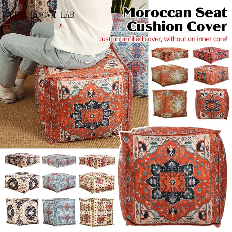 45x45cm Moroccan Meditation Cushion Cover Lazy Futon Footstool Covers Unstuffed Bay Homestay Window Tatami Floor Seat Pouf