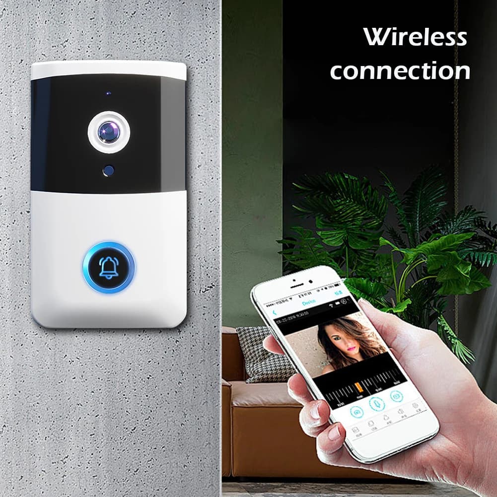 Campanello Video Wireless WiFi con Visione Notturna IR, Audio Bidirezionale, Accessori per Sistema di Sicurezza Domestica