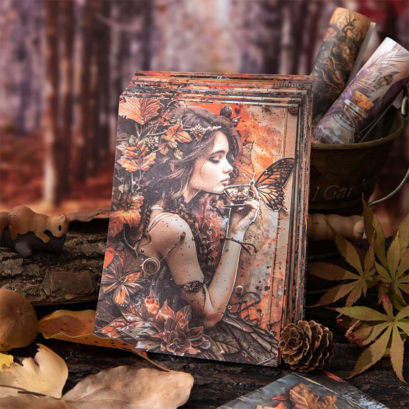 JIANQI 30 sheet Creative Scrapbook Vintage Materials Paper Combo Kit DIY Junk Journal Collage Photo Album Retro Art paper