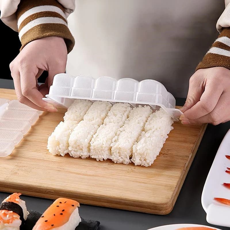 Stampo per Onigiri con 5/10 Scomparti, Antiaderente, per Sushi e Riso, Contenitore a Pressione, Strumento per il Pranzo Fai-da-te, per Cucina Domestica, Trasparente