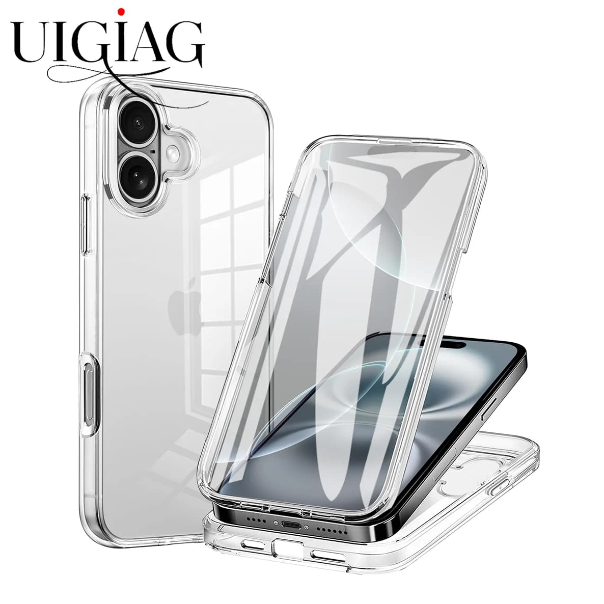 Custodia Protettiva Integrale a 360 Gradi di Grado Militare per iPhone 16E 16 15 14 13 12 11 Pro XS Max X XR SE 7 8 Plus, Guscio Rigido Trasparente