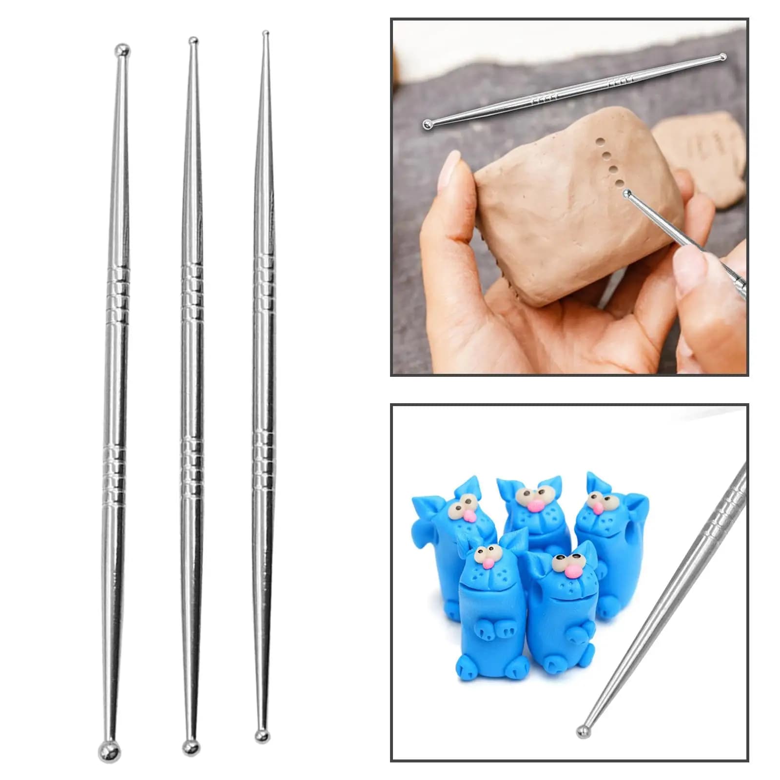 Set di Stilografie a Doppia Punta in Acciaio Inossidabile per Scultura, Goffratura, Modellazione di Argilla Polimerica, Artigianato e Progetti Artistici