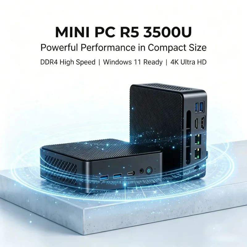 Compact LENO Mini PC AMD R5 3500U 32GB DDR4 2TB M.2 SSD Support 4K HDMI DP Portable Small PC Home Office Use