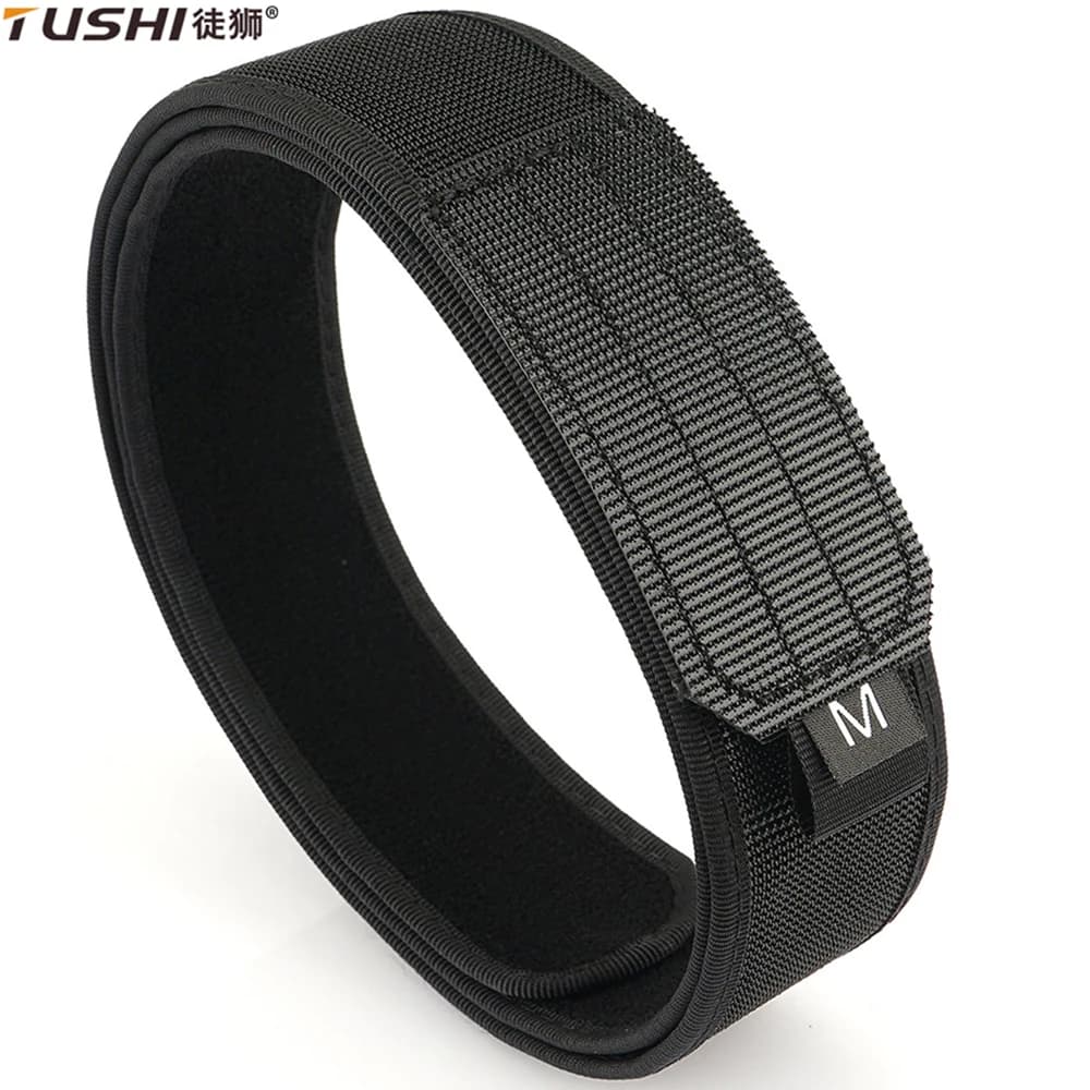 TUSHI Nuova Cintura Tattica Interna da 3,8 cm per Uomo, Cinghie in Nylon Premium con Chiusura a Strappo Rigida, da 105 cm a 125 cm, Cintura Senza Fibbia, Fascia in Vita Maschile