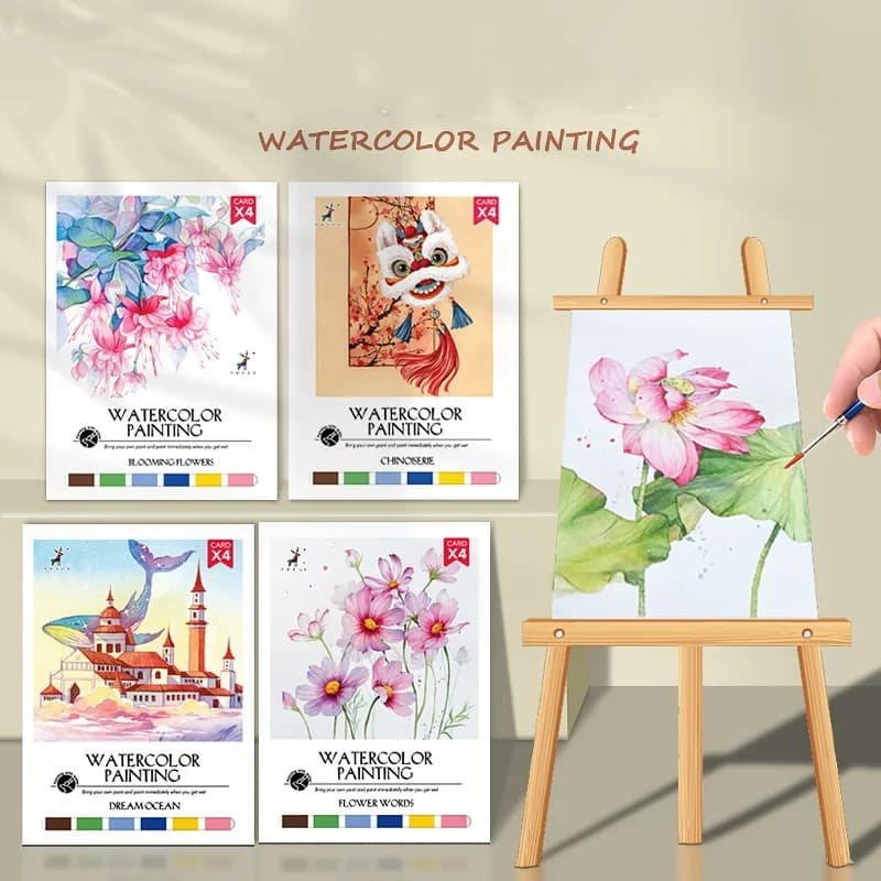 Quaderno per Colorare ad Acquerello per Bambini con Colori Inclusi, Libro di Pittura ad Acquerello Fai-da-Te, Libro Antistress da Colorare