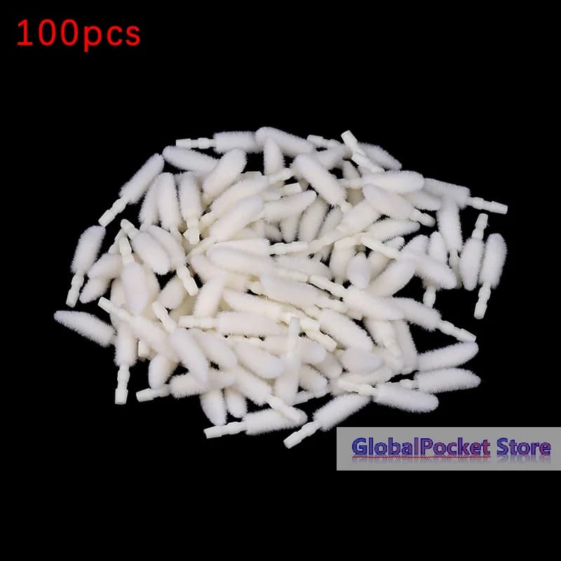 [TG823] 100 Pezzi Pennelli Monouso per Trucco Cosmetico con Testina in Cotone, Strumenti per Ombretto e Lucidalabbra, Testine per Pennelli da Trucco