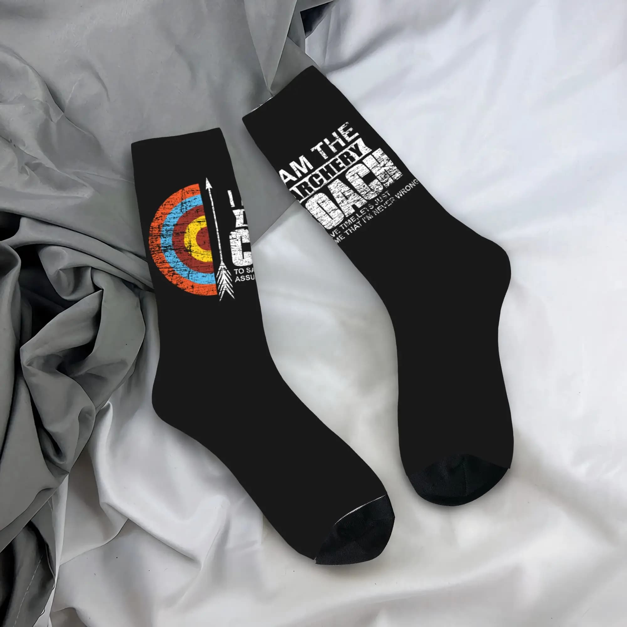Custom Novelty Men's Archery Loving Dress Socks Unisex Comfortable Warm 3D Printed Archer Crew Socks