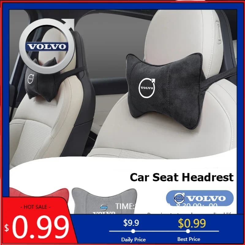 2026 Hot Cup Holders Car Seat Headrest Travel Rest Suede Neck Pillow Accessories For Volvo ES90 EC40 EX40 EM90 XC90 V90 V60 XC60