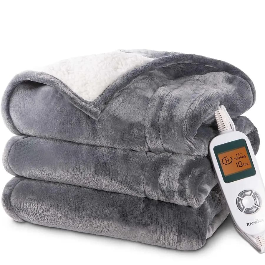 Coperta Elettrica Riscaldante, Coperta Termica 50x60, Morbida Coperta Riscaldante in Flanella, 10 Livelli di Riscaldamento, Spegnimento Automatico 10 Ore, Regali per P