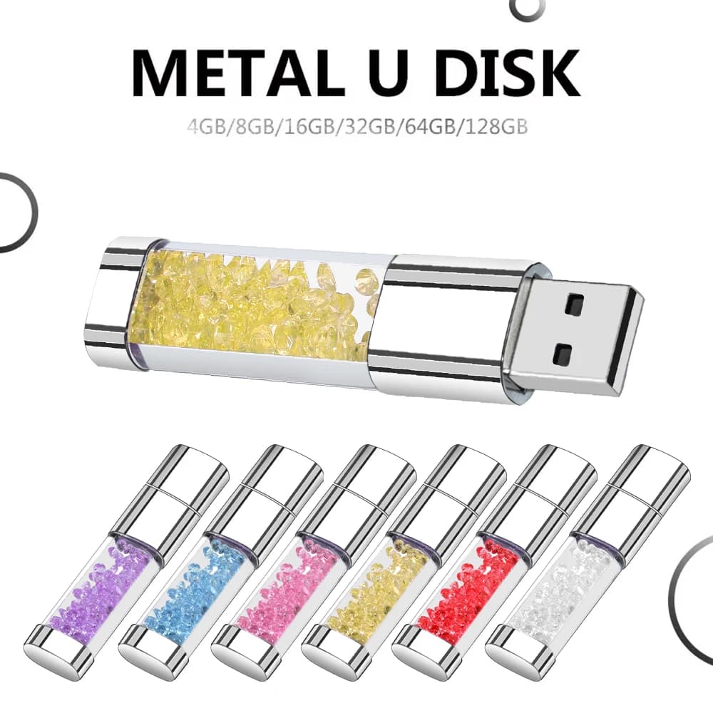 Crystal Diamond Usb Flash Drive 2.0 64GB Pendrive Cutomize Photo con LED light Stick Usb disk Memoria Stick regalo squisito