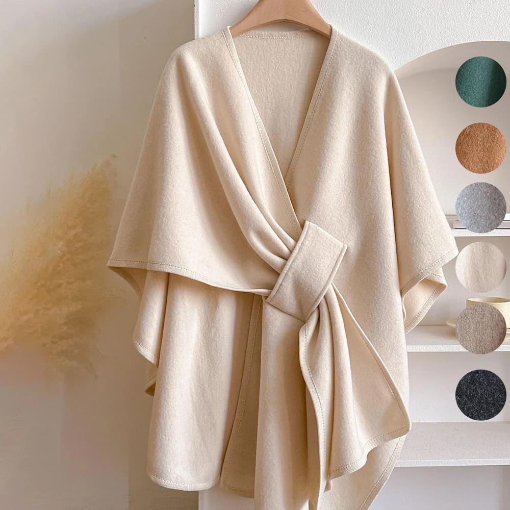Poncho Invernale da Donna, Sciarpa di Lusso a Doppio Lato, Mantella in Cashmere, Pashmina, Stola Calda e Spessa