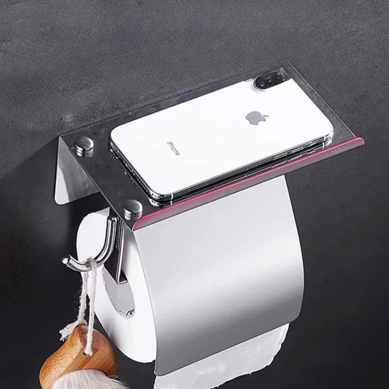 Portarotolo da Parete in Acciaio Inossidabile per Bagno e Cucina, Porta Accessori per WC, Porta Carta Igienica da Parete