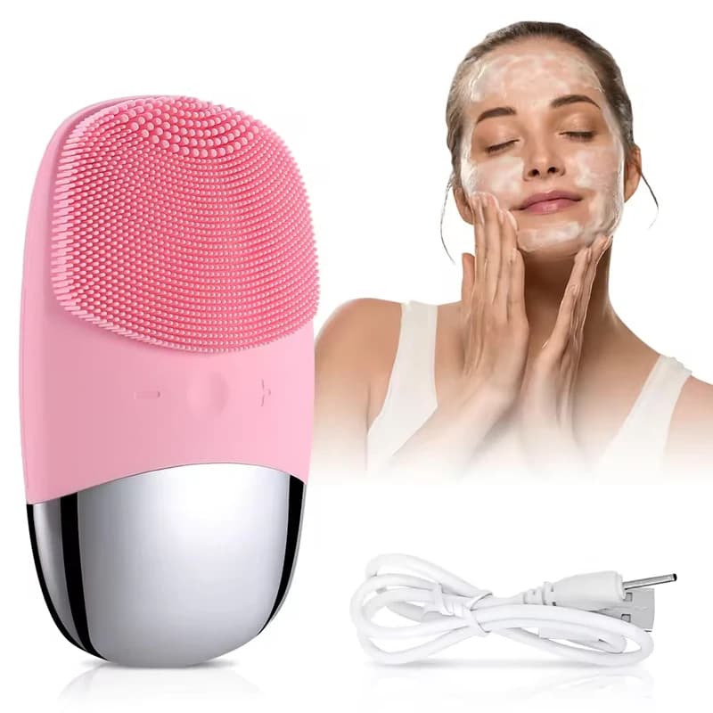 Electric Facial Cleansing Brush Silicone Sonic Face Cleaner Motor Ultrasonic Cleaning Intelligent Facial Cleansing Massage Tool