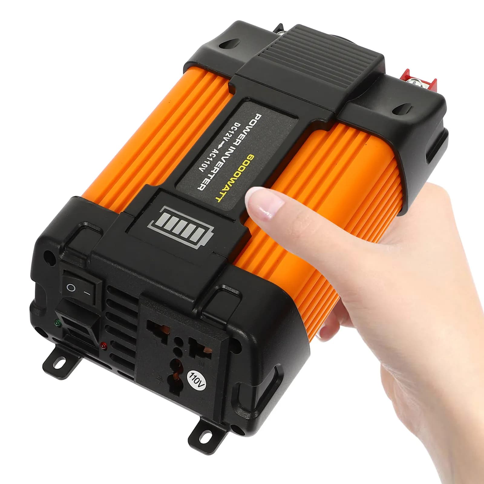 Set Inverter per Auto 6000W, Adattatore di Alimentazione con Doppia USB, Leggero e Compatto, Caricatore 12V per Viaggi e Campeggio