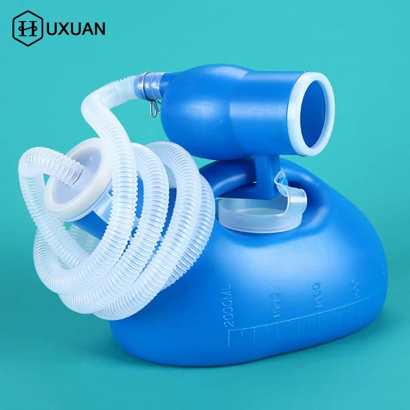 Fornitura di servizi igienici per esterni Collettore di bottiglie di pipì per vasino da letto maschile in plastica da 2000 ml con bottiglia di urina per pipì portatile con tubo da 160 cm