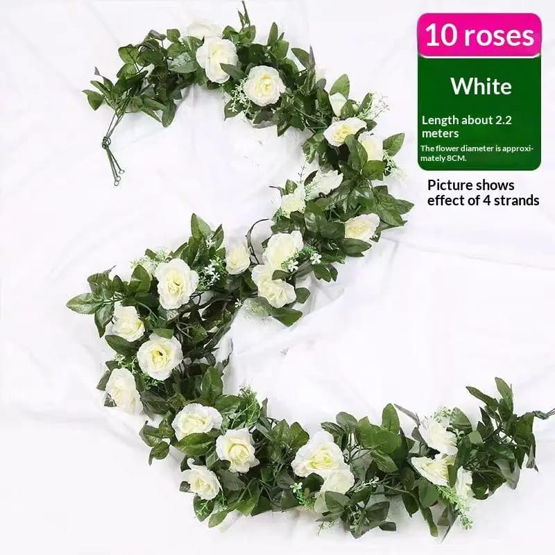 B*New 1Pcs 2.2M Artificial White Flower Fake Hanging Fake Vine Plants Leaves Artificials Garland Flowers Wedding Decoration