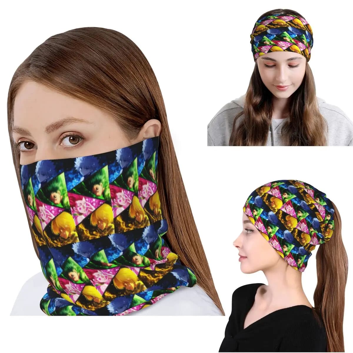 Bandana Anime Hunter X Hunter, copricollo, sciarpa, fascia per la testa multiuso, berretto, cappello, unisex, per adulti, lavabile
