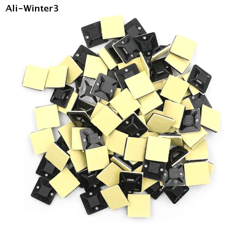 (YY) 100 Pieces 2025 New Self-adhesive Supports for Nylon Grips, Plastic Fissing Clip for Cables 20 x 20 x 6mm