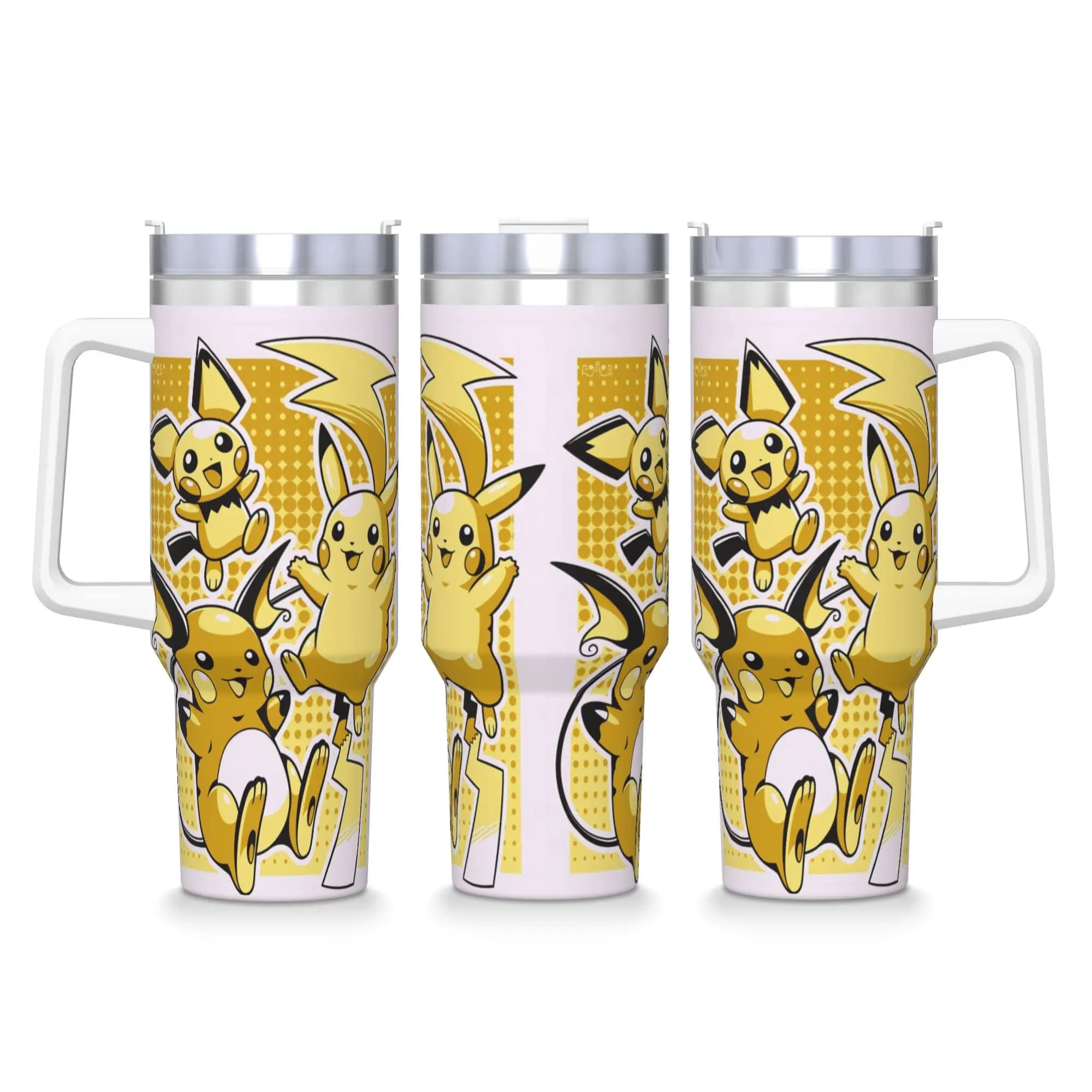 Tazza Termica in Acciaio Inox Pokemon Pikachu, Borraccia Isolata per Auto, per Bevande Calde e Fredde, Bottiglia d'Acqua da Viaggio Stampata