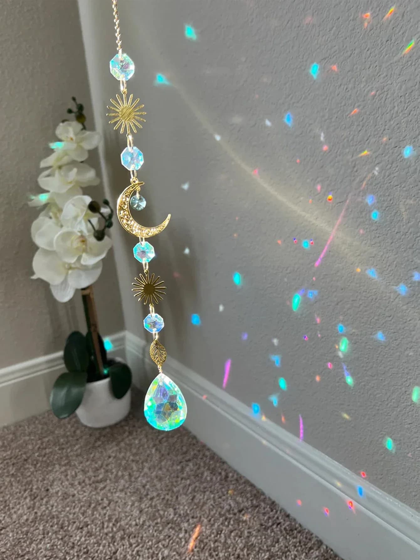 1pc Suncatcher dream catcher light catchercrystal hanging sun moon decor home decor gift halloween deco