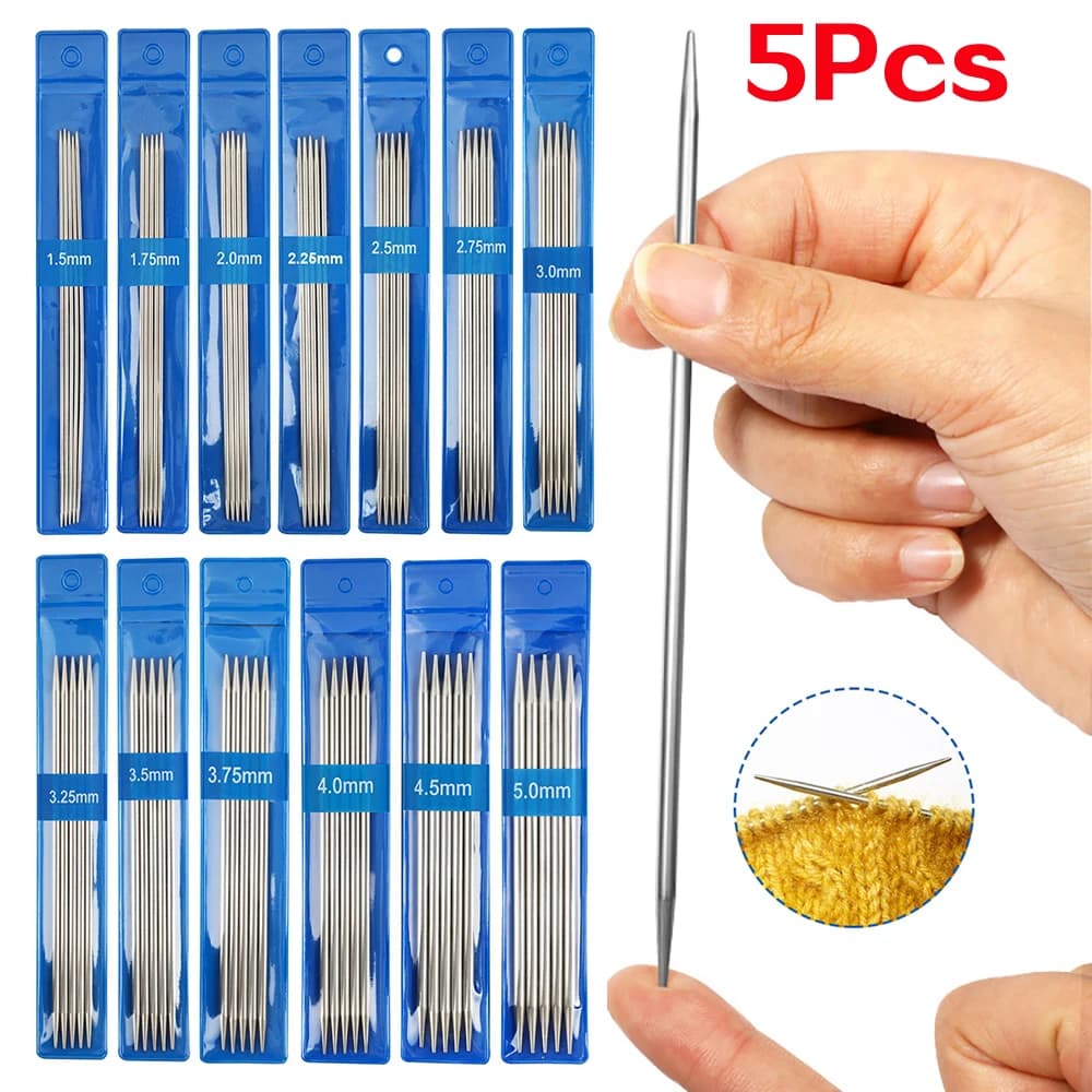 1 paio 5 pezzi ago dritto 15 centimetri 1.5mm-5.0mm aghi per maglieria in acciaio inossidabile a doppia punta filo per tessitura strumenti artigianali