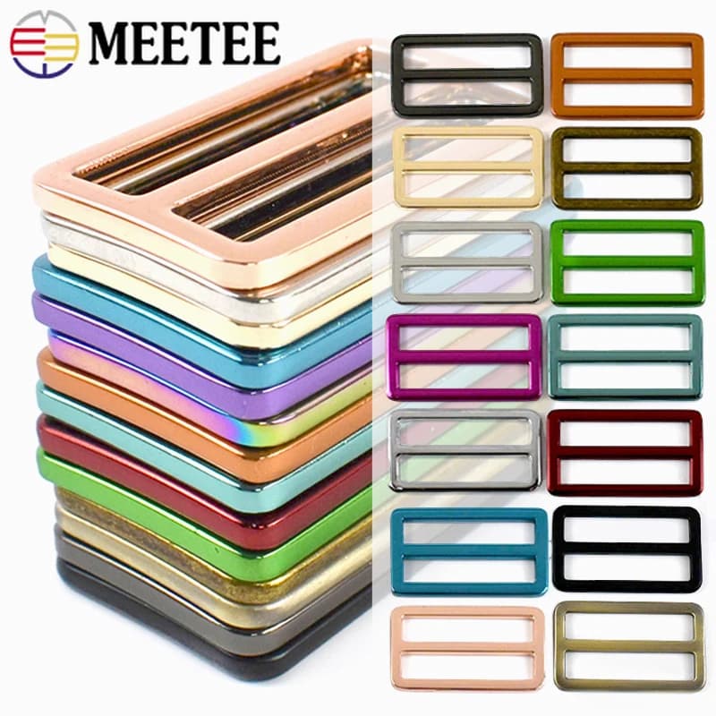 50 Pezzi Fibbie Scorrevoli in Metallo da 20-38mm per Cinghie Borse, Collari per Animali, Ganci per Cinture, Fibbie Regolabili per Fettucce, Accessori Fai-da-te