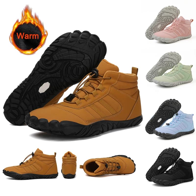 2024 Stivali da neve Scarpe invernali da uomo impermeabili Stivaletti a piedi nudi Coppia scarpe da neve Scarpe da trekking all'aperto Stivali di peluche caldi in pelliccia