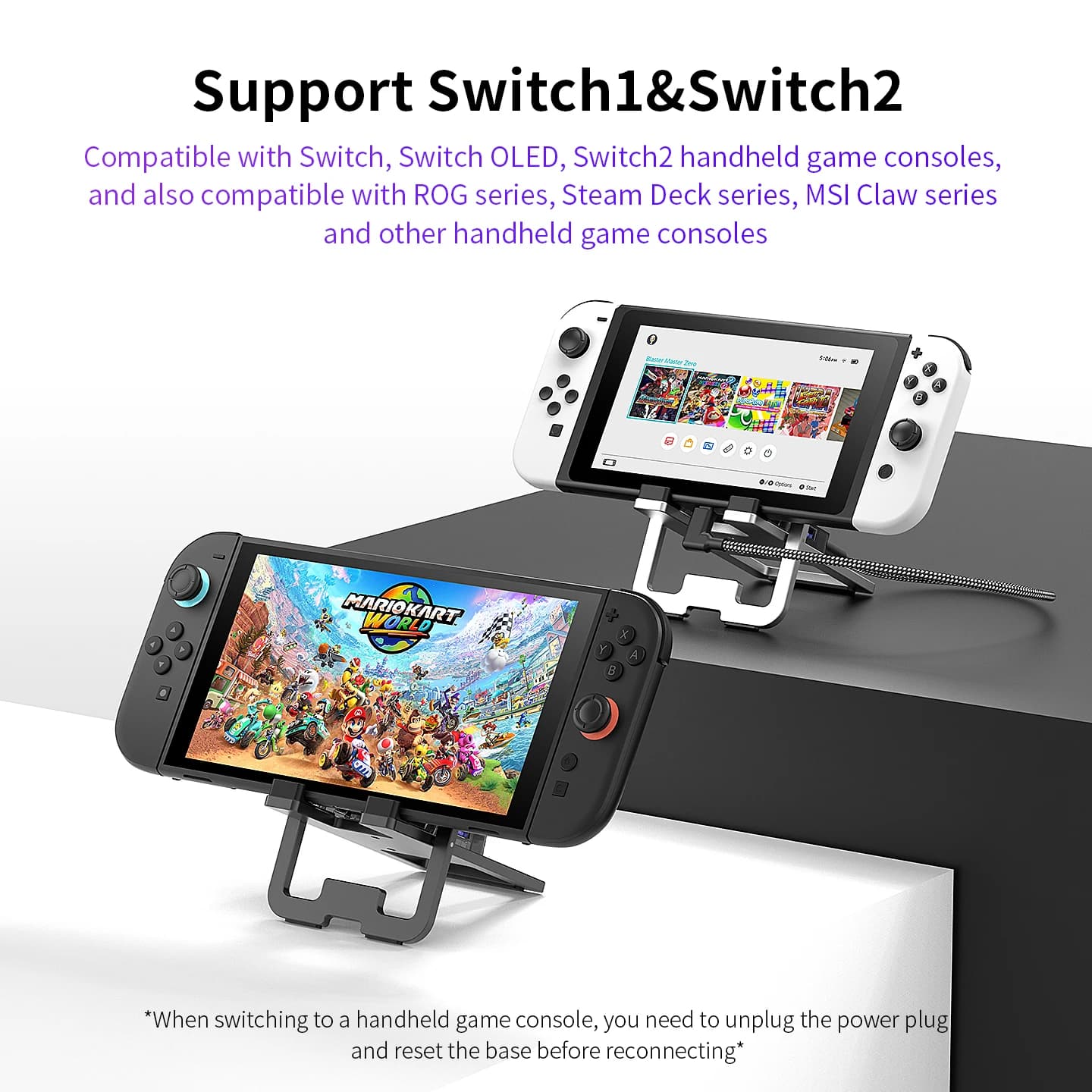 Docking station per Switch 2, Switch 2 Dock con HDMI 4K@60Hz, doppio USB-A 3.2 e supporto portatile per Nintendo Switch 2 (2025)