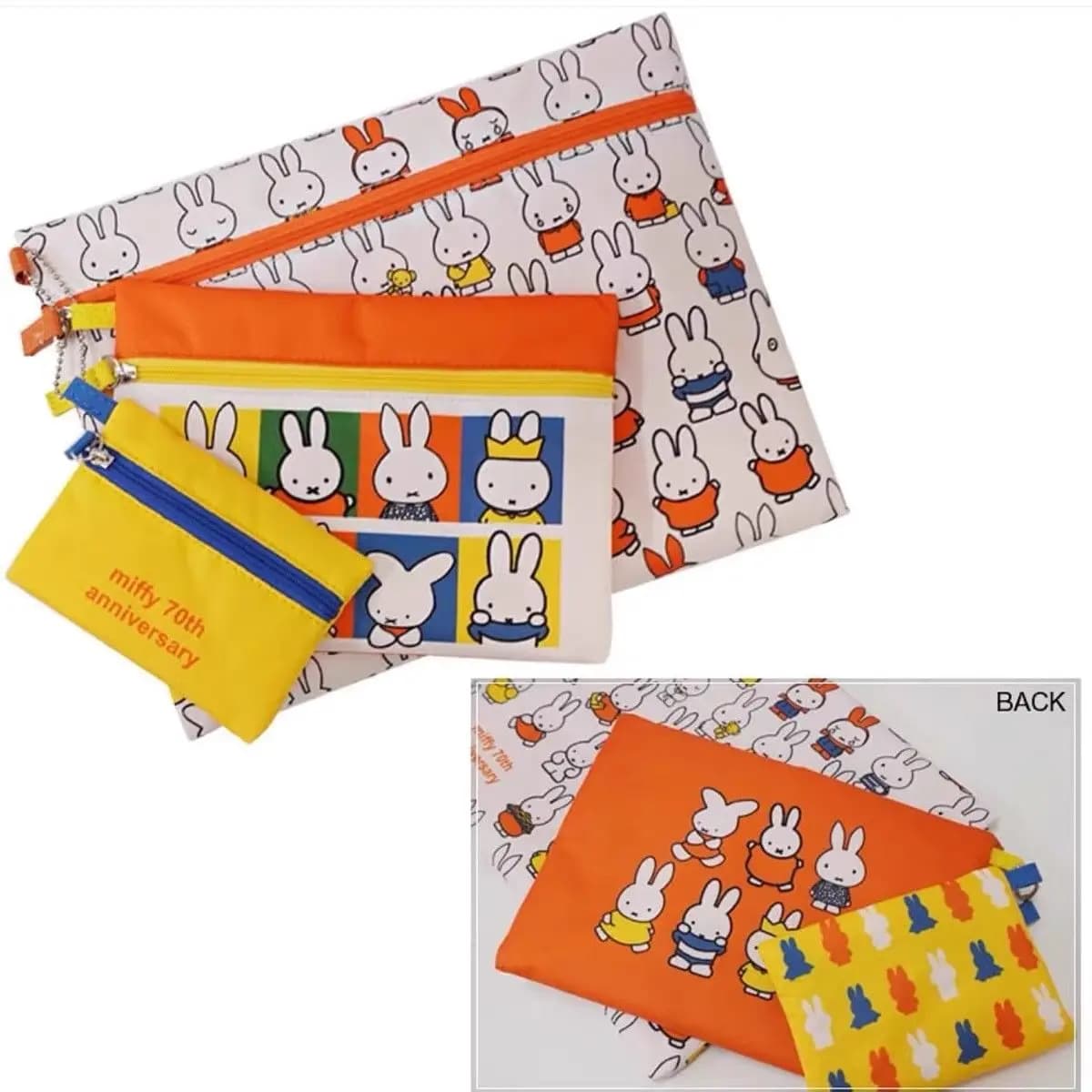 Anime Miffy Storage Bag Cartoon Cute Zipper Stationery Pencil Case Cosmetic Bag Three Piece Set Lovely Kawaii Good Looks Sweet