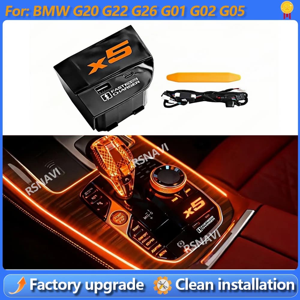 Luce ambientale a LED a 11 colori, stazione di ricarica per console centrale per BMW Serie 3/4 G20 G22 G26 G28 X3 X4 X5, modifica dell'interno dell'auto