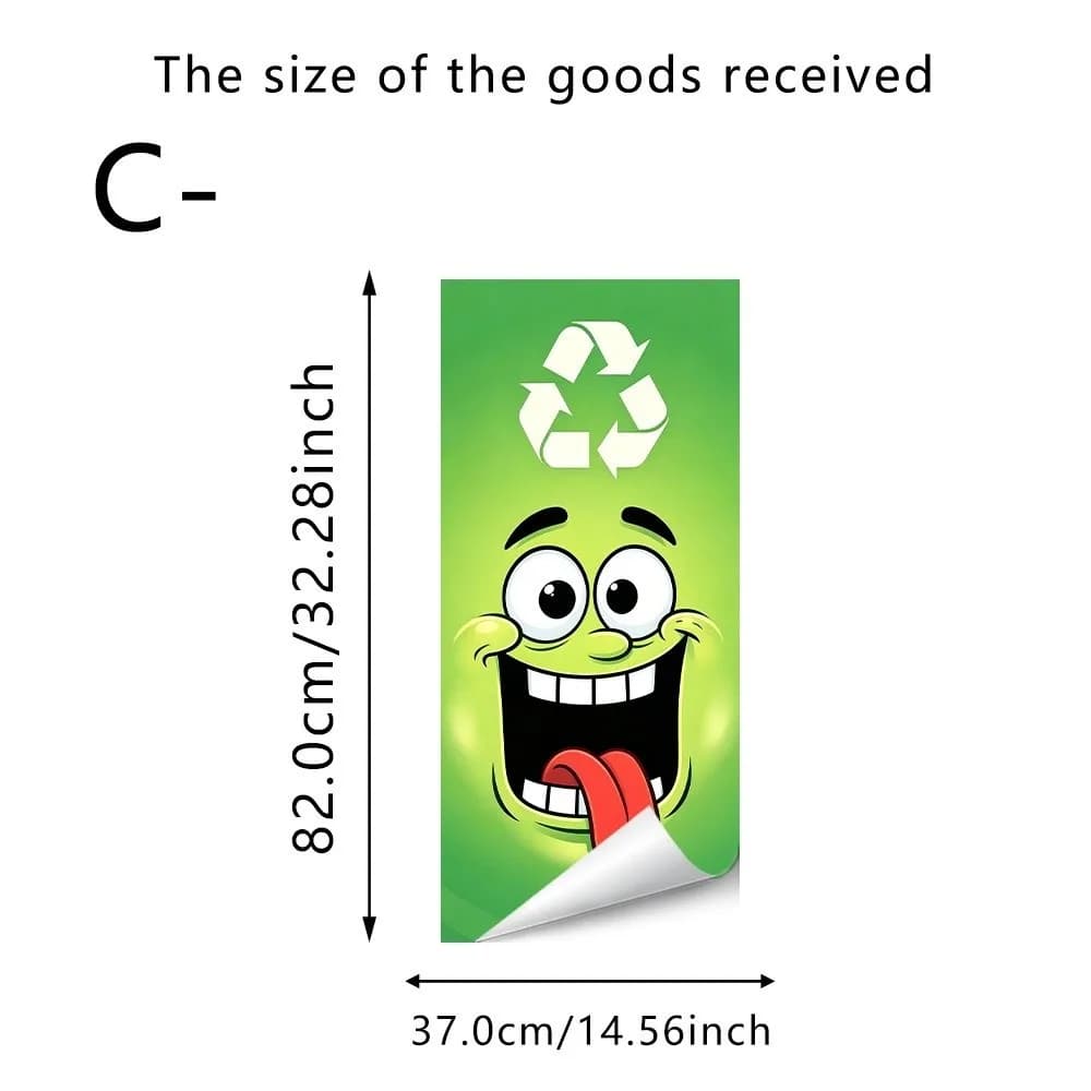 Funny Cartoon Face Trash Bin Sticker Water Block Vivid Expression Garbage Can Decal Easy Paste Self Adhesive Bin Wrap Decal