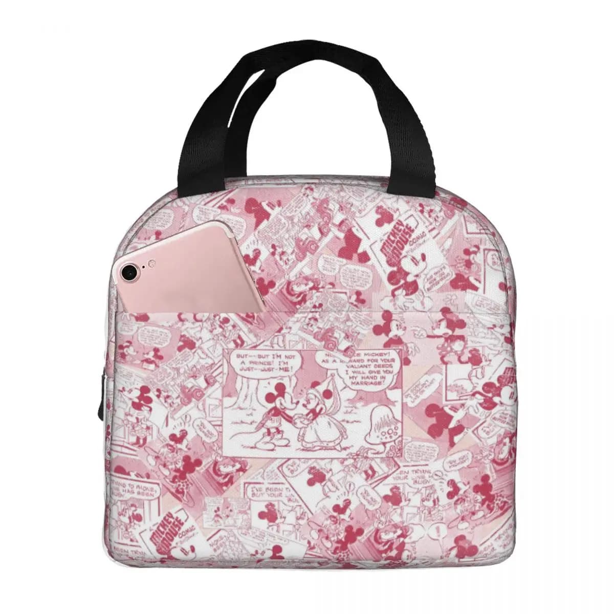 Borsa termica personalizzata per il pranzo con disegno di Topolino, per campeggio, viaggi, fumetti, riutilizzabile, termica, per donne