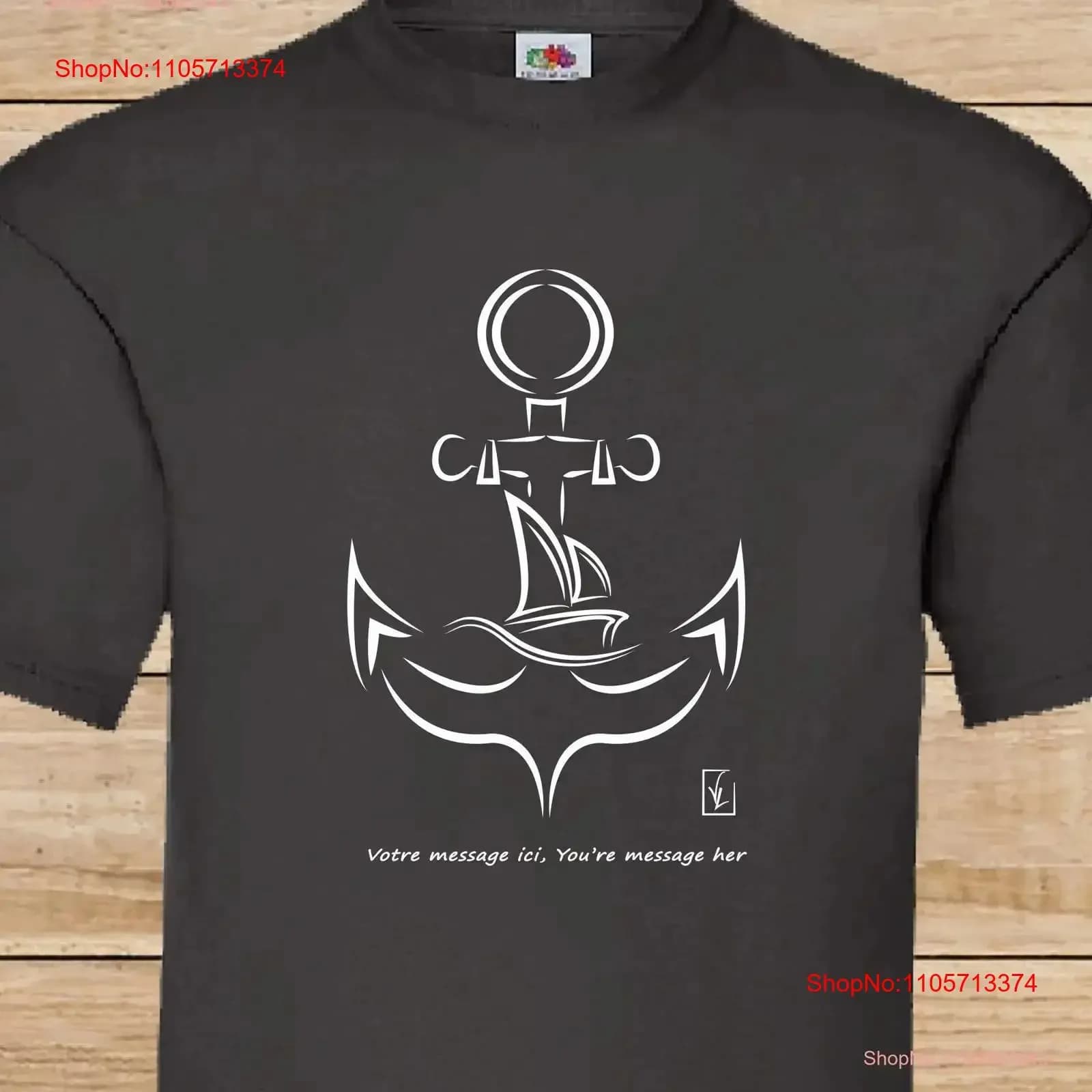 T Shirt Marine Anchor and Boat Man Woman Child Marin Creation s VirginieLinard vintage Washed Casual Breathable