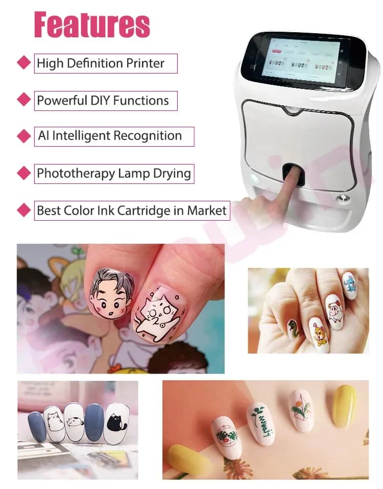 Automatic AI 3D Nail Art Printer SW-NA03 - UV Light & WiFi Manicure Tool with Drying Fan