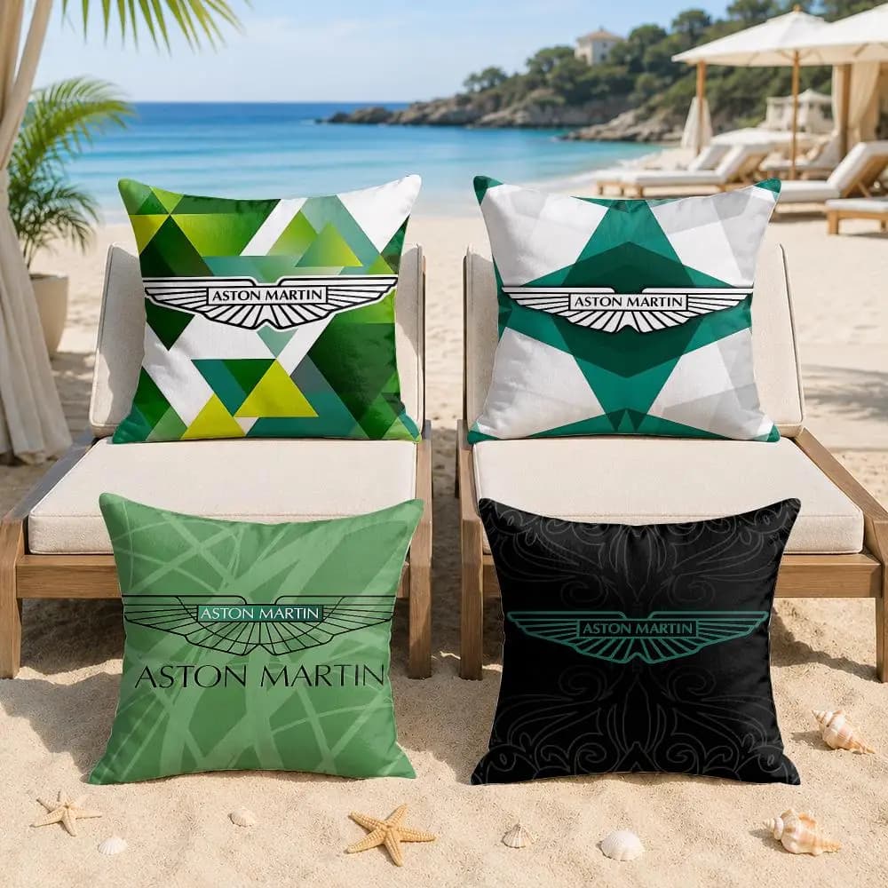 A-Aston Martin Car Logo Cushion Cover Silky Short Plush Invisible Zipper Dustproof Sofa Pillow Case For Home Decor