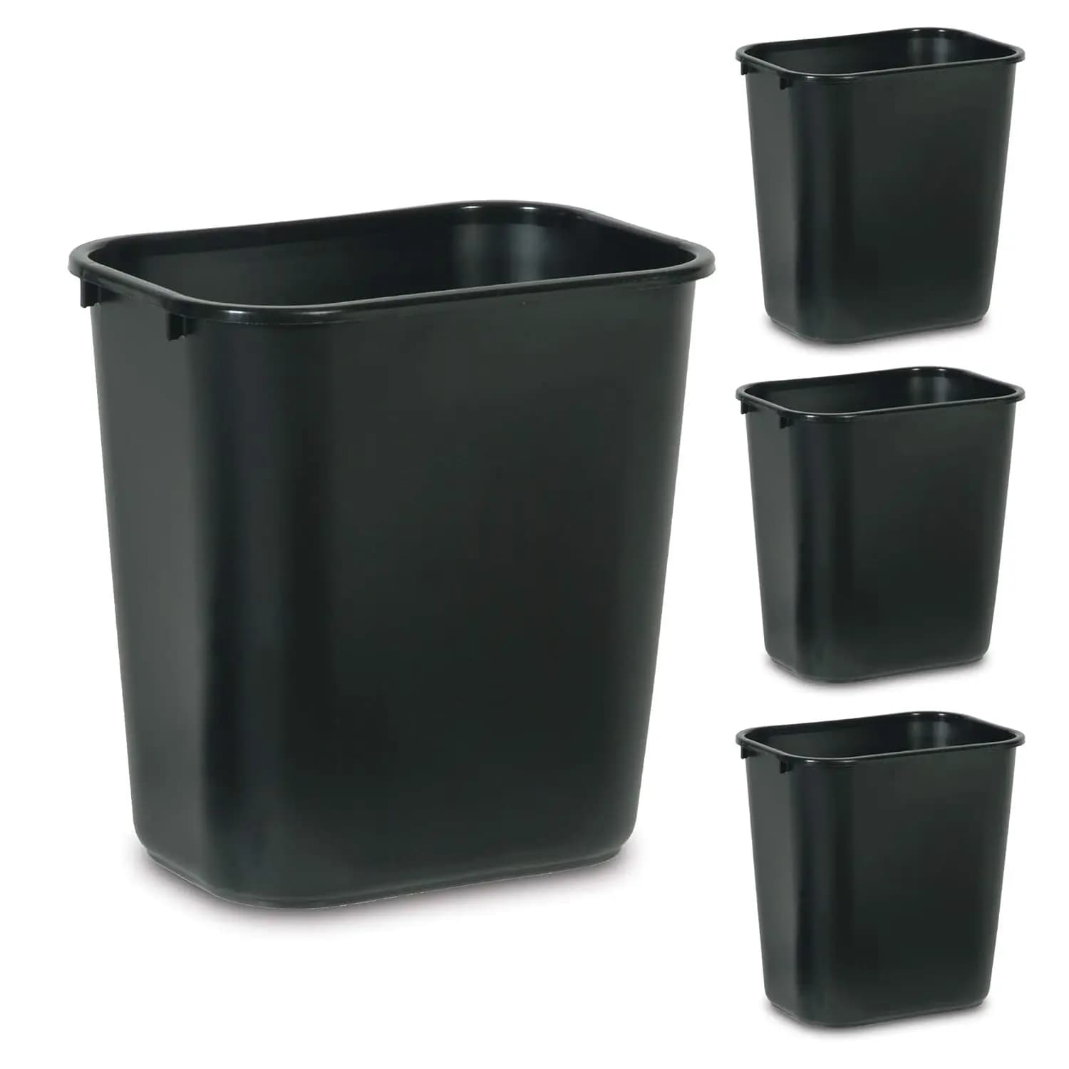 Cestino per rifiuti, 7 galloni/28 litri, nero, in plastica, per camera da letto/bagno/ufficio, adatto sotto scrivania/lavello/mobiletto, Pk4