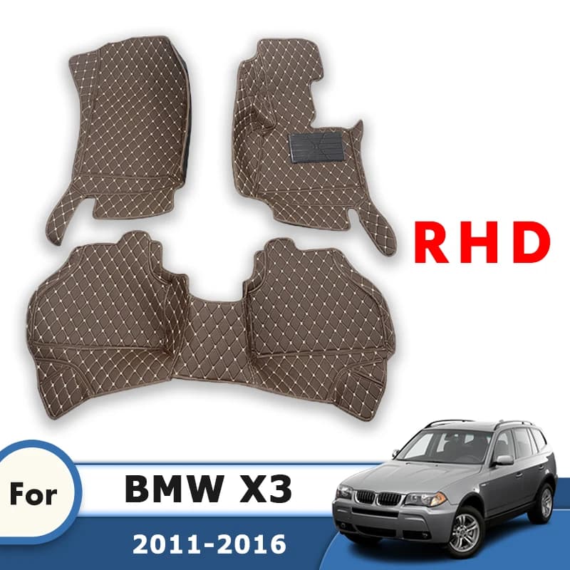RHD Car Floor Mats For BMW X3 2016 2015 2014 2013 2012 2011 Artificial Leather Carpets Custom Foot Pads Car Accessories Interior