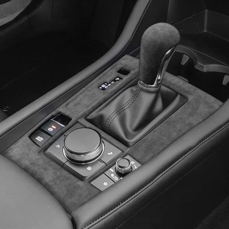 For LHD Mazda3 Axela 2020 2021 2022 2023 2024 2025 Suede Overlays Interior Trim On Gears Panel, Window Lifting, Steering Wheel
