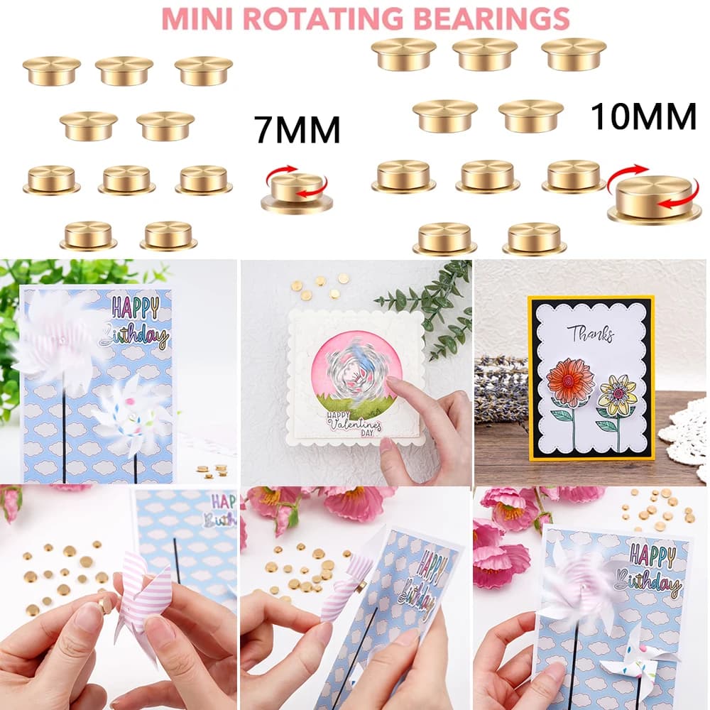 10 pz Mini Cuscinetti Rotanti In Metallo 7mm10mm Rotazione 360 Liscio Meccanismo di Spin Spinner per FAI DA TE Artigianato Fatto A Mano carta Scrapbooking