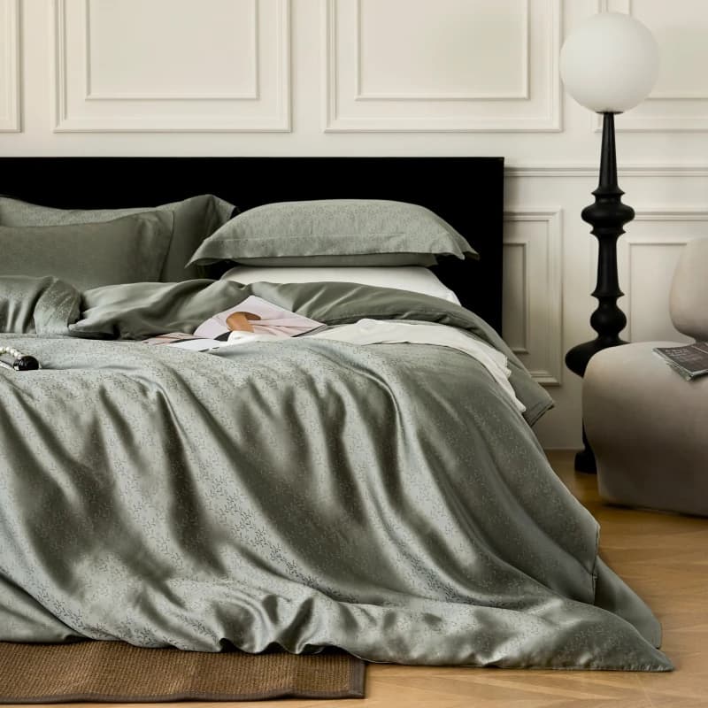 Set of lyocell bedding in solid color soft and silky natural cover Ultra soft cover Foldless pillow Federa Queen King Queen 4 pieces