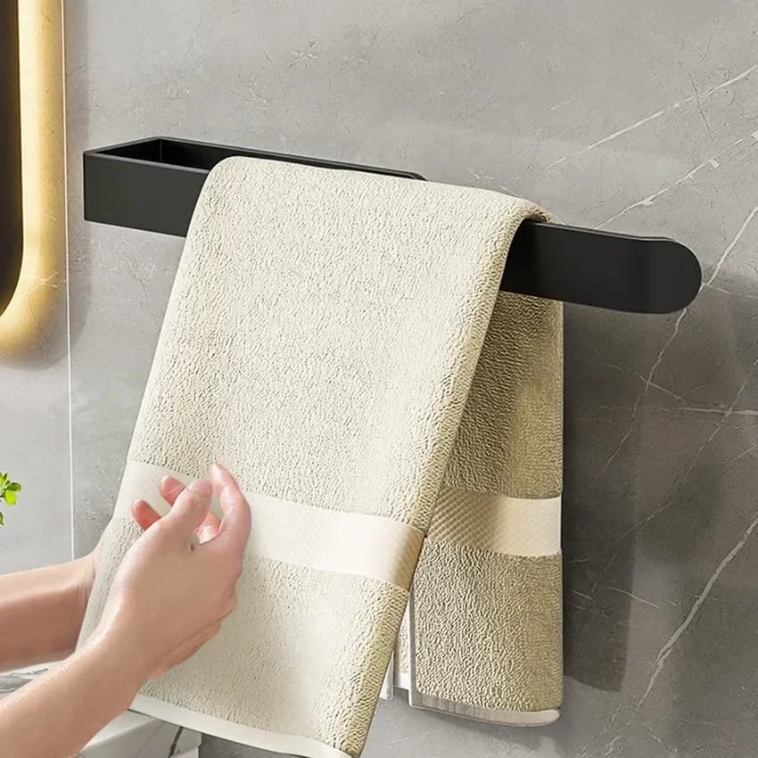 HeMu Bathroom aluminum towel rod bathroom roll paper rack towel rack without punching face towel storage storage tissue rack