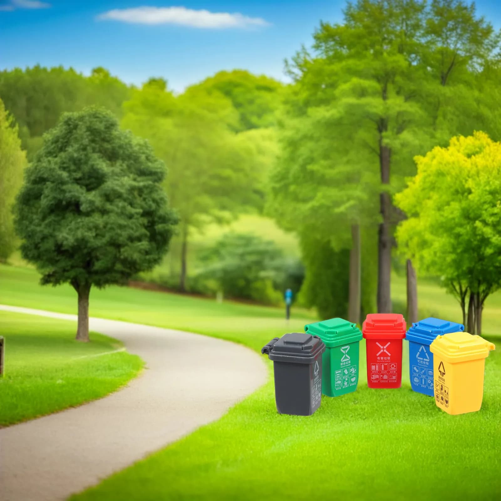 5Pcs Kids Waste Sorting Bins Mini Educational Recycling Set Enhance Environmental Responsibility Creative Play Desktop Miniature